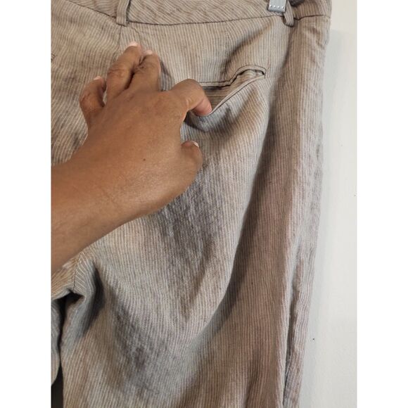 COLDWATER CREEK NATURAL FIT STRIPED 100% LINEN VACATION RESORT PANT WOMEN SIZ 12 - Picture 4 of 7